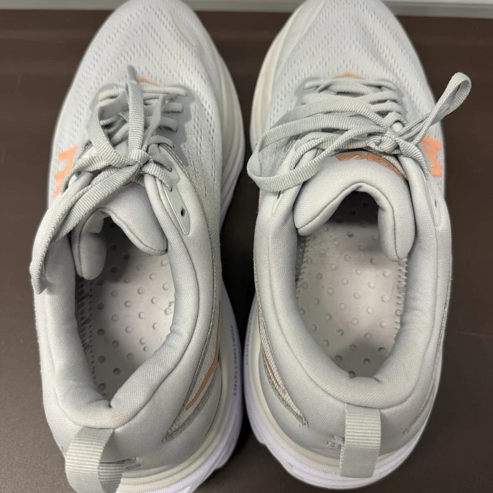 Hoka One Clifton 8 Shoes Womens Sz 11 D Gray Athletic Sneakers NO INSOLES**